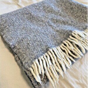 Klippan Lambs Wool Chevron Grey Throw Blanket 93 x 133cm Made in Latvia